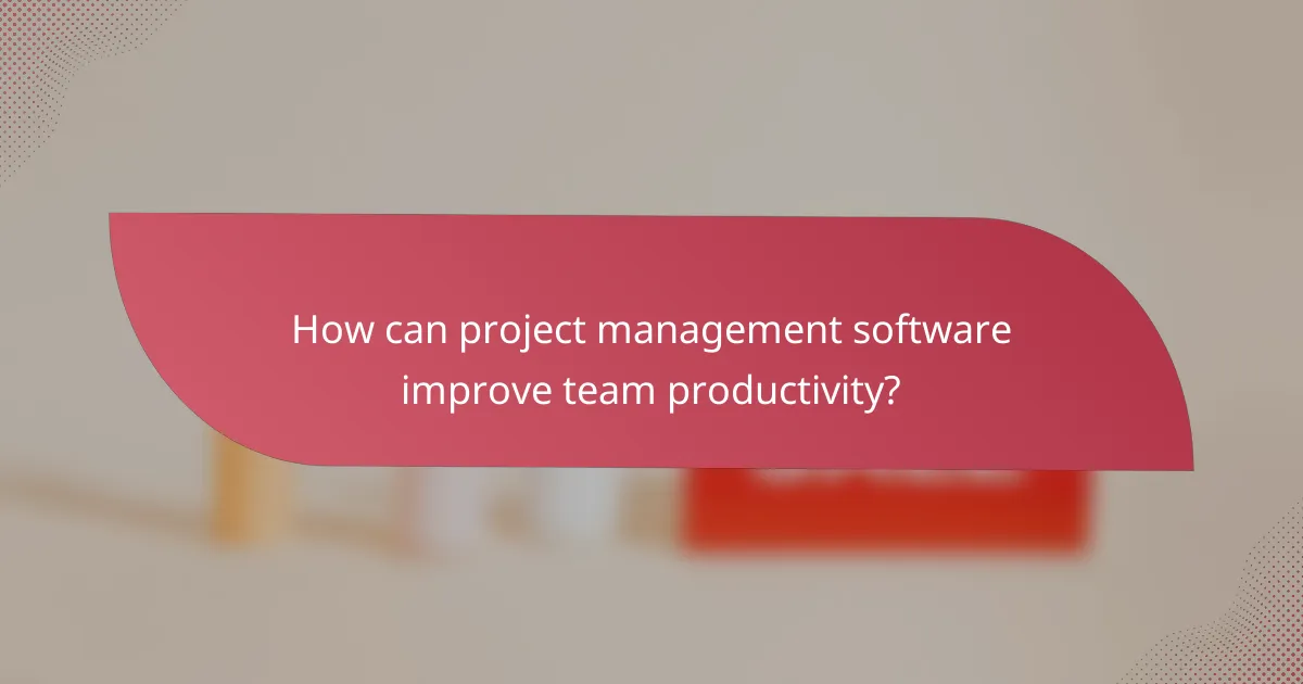 How can project management software improve team productivity?